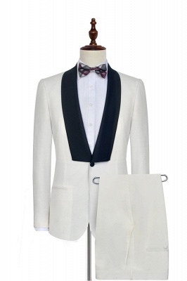 White Shawl Collar Single Breasted UK Wedding Suit | New Trendy 2 Pocket UK Custom Suit For Men