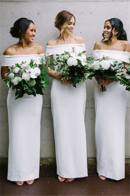 Off The Shoulder Spring Bridesmaid Dresses UK | Column Elegant Cheap Wedding Party Dresses for Bridesmaid